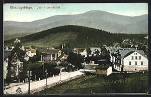 Ansichtskarte Ober-Krummhübel /Riesengebirge, Teilansicht mit Blick ins Land