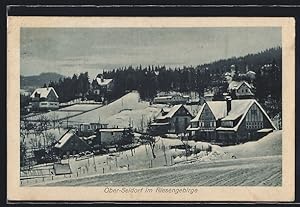 Ansichtskarte Ober-Seidorf im Riesengebirge, Teilansicht im Winter