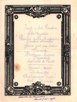 French menu for December 7, 1935
