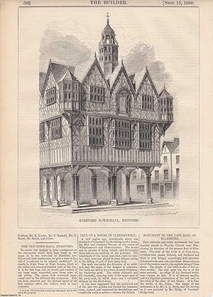 Seller image for 1860 : Hereford Town Hall, Restored. An original page from The Builder. An Illustrated Weekly Magazine, for the Architect, Engineer, Archaeologist, Constructor, & Art-Lover. for sale by Cosmo Books