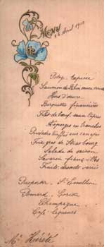 French menu for April 24, 1910
