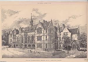 1891 : The New Grammar School, Bedford. E. C. Robins, Architect. An original page from The Builde...