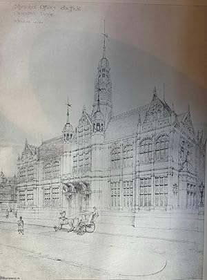 1890 : Municipal Offices, Sheffield. B. Wollard, Architect. An original page from The Builder. An...