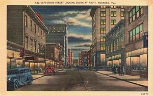 Postkarte Carte Postale 73976421 Roanoke Virginia USA Jefferson Street looking south at night