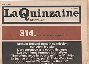 Imagen del vendedor de la Quinzaine Littraire 314 a la venta por Librairie Lalibela