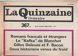 Bild des Verkufers fr la Quinzaine Littraire 367 zum Verkauf von Librairie Lalibela