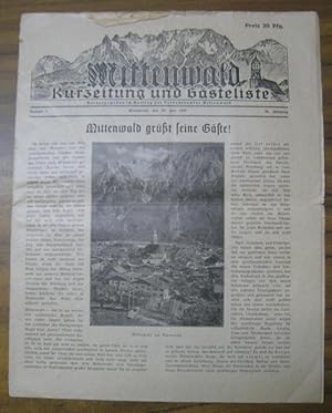 Mittenwald, den 24. Juni 1939, Nummer 1 des 36. Jahrgangs. Kurzeitung und Gästeliste. - Aus dem I...