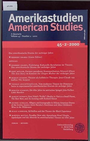 Bild des Verkufers fr American Studies. A Quarterly Volume 45 Number 2 2000. zum Verkauf von Antiquariat Bookfarm