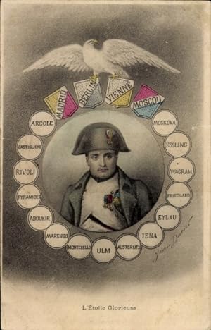 Ansichtskarte / Postkarte Napoleon, Glorious Star, Madrid, Berlin, Wien, Moskau