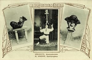 Ansichtskarte / Postkarte Kontorsionist Gänzetti, Sportjongleur M. Josephi