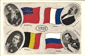 Ansichtskarte / Postkarte Raymond Poincaré, Zar Nikolaus II. von Russland, Albert I von Belgien, ...