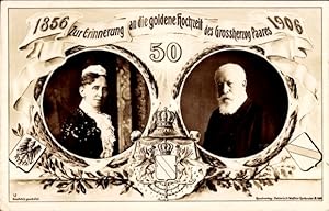 Passepartout Ansichtskarte / Postkarte Großherzog Friedrich I. von Baden, Luise,Goldene Hochzeit ...