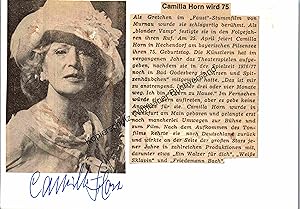 Bild des Verkufers fr Original Autogramm Camilla Horn (1903-1996) Schauspielerin // Autograph signiert signed signee zum Verkauf von Antiquariat im Kaiserviertel | Wimbauer Buchversand