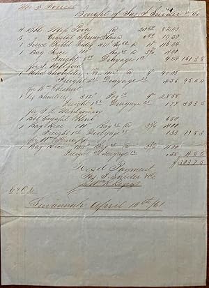 Civil War Era Southern Rice Receipt dated April 10th, 1861 Savannah, Georgia. Mr. S. Forest Bough...