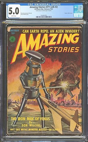 Amazing Stories 1952 February, #271. Lawrence Stevens Robot Cover.