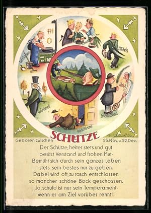 Immagine del venditore per Knstler-Ansichtskarte Der Schtze, heiter stets und gut., Sternzeichen, Horoskpo, Astrologie venduto da Bartko-Reher