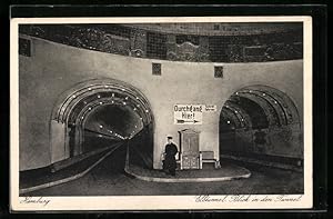 Ansichtskarte Hamburg-St. Pauli, Elbtunnel, Blick in den Tunnel