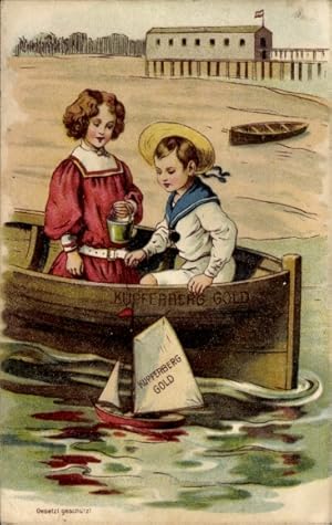 Ansichtskarte / Postkarte Reklame, Kupferberg Gold Sekt, Kinder im Boot