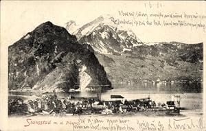 Ansichtskarte / Postkarte Standsstad Halbkanton Nidwalden, Ortschaft mit Pilatus im Hintergrund