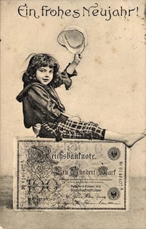 Ansichtskarte / Postkarte Glückwunsch Neujahr, Reichsbanknote, Geldschein, Kind