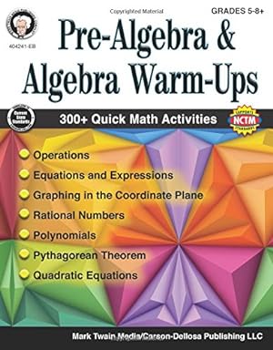 Imagen del vendedor de Pre-Algebra and Algebra Warm-Ups, Grades 5 - 12 by Barden, Cindy, Silvano, Wendi [Paperback ] a la venta por booksXpress