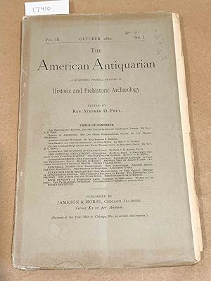 Bild des Verkufers fr The American Antiquarian Vol. III October, 1880 No. 1 zum Verkauf von Carydale Books