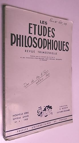 Maurice Blondel: Les études philosophiques, nouvelle série, septième année, no 5, octobre-décembr...