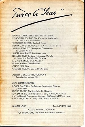 Bild des Verkufers fr Twice a Year, a Semi-annual Journal of Literature, the Arts and Civil Liberties, Number 1, Fall-Winter 1938 zum Verkauf von Dorley House Books, Inc.