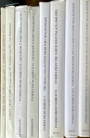 Image du vendeur pour Ivories from Nimrud. Vol. II, III, IV/1, IV/2, V, VI, VII/1 & VII/2 (complete run). Fasc. 2: Ivories in Assyrian style (M. Mallowan and L.G. Davies). Fasc. 3. furniture from SW 7 Fort Shalmaneser (M. Mallowan and Georgina Herrmann). Fasc. 4, 1: Ivories from Room SW 37 Fort Shalmaneser, commentary and catalogue (Georgina Herrmann). Fasc. 4, 2: Plates (Georgina Herrmann). Fasc. 5: The small collections from Fort Shalmaneser (Georgina Herrmann). Fasc. VI: Ivories from the North West Palace (1845-1992) (Georgina Herrmann, Stuart Laidlaw & Helena Coffey). Fasc. VII/1 & VII/2: Ivories from rooms SW 11/12 and T10, Fort Shalmaneser mis en vente par Meretseger Books