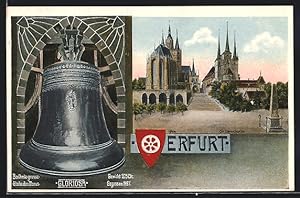 Passepartout-Ansichtskarte Erfurt, St. Severikirche und Glocke Gloriosa