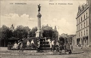 Ansichtskarte / Postkarte Besançon Doubs, Place und Fontaine Flore