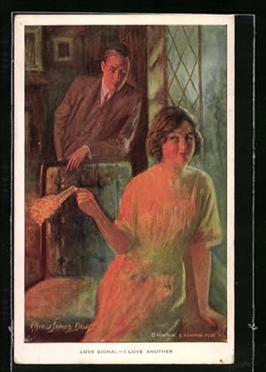 Seller image for Knstler-Ansichtskarte Alfred James Dewey: Frau reagiert nicht auf die Annherungsversuche eines Mannes for sale by Bartko-Reher