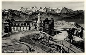 Ansichtskarte / Postkarte Rigi Kulm Kanton Schwyz, Schreibers Hotel mit Berneralpen
