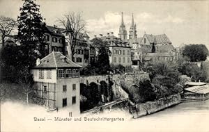 Ansichtskarte / Postkarte Bâle Basel Stadt Schweiz, Münster und Deutschrittergarten