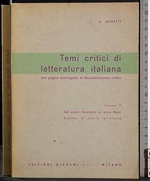Immagine del venditore per Temi critici di letteratura italiana Vol 4 venduto da Cartarum