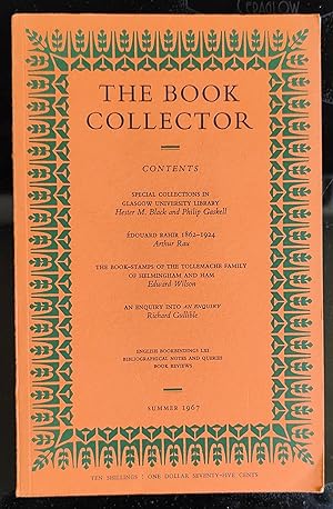 Imagen del vendedor de The Book Collector Summer 1967 / Hester M Black and Philip Gaskell "Special Collections In Glasgow University Library" / Arthur Rau "Edouard Rahir 1862-1924" / Edward Wilson "The Book-Stamps Of The Tollemache Family Of Helmingham And Ham" / Richard Gullible "An Enquiry Into An Enquiry" a la venta por Shore Books