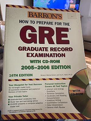 Seller image for Barron's How To Prepare For The Gre: Graduate Record Examination 2005-2006 edition for sale by A.C. Daniel's Collectable Books