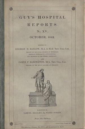 Bild des Verkufers fr Guy's Hospital Reports, 1842, Vol VII zum Verkauf von Librairie Lalibela