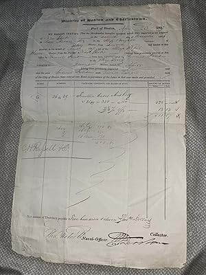 1827 Port Of Boston Import Certification: 14 Cases of Muskets