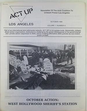ACT UP Los Angeles. Newsletter of the Aids Coalition To Unleash Power/Los Angeles. October 1988. ...
