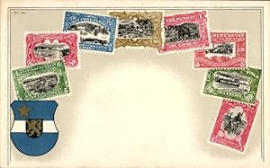 Briefmarken Wappen Ansichtskarte / Postkarte Kongo, Löwe, Stern