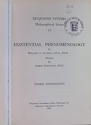 Imagen del vendedor de Existential Phenomenology Duquesne Studies, 12 a la venta por books4less (Versandantiquariat Petra Gros GmbH & Co. KG)