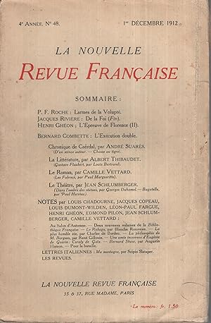 Imagen del vendedor de La Nouvelle Revue Franaise Dcembre 1912 N 48 a la venta por Librairie Lalibela