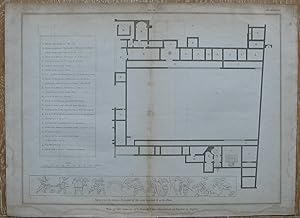 Plan of the remains of a Roman Villa discovered at Bignor in Sussex - original 1815 print