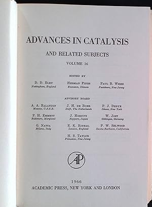 Seller image for Advances in Catalysis and Related Subjects, vol. 16 for sale by books4less (Versandantiquariat Petra Gros GmbH & Co. KG)
