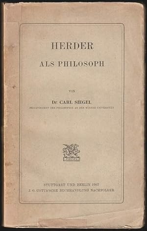 Imagen del vendedor de Herder als Philosoph. a la venta por Antiquariat Dennis R. Plummer