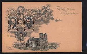 Lithographie Reims, Zar Nikolaus II. von Russland, Kathedrale