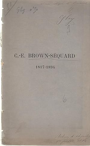 Image du vendeur pour C.-E. Brown-Squard (1817-1894) mis en vente par Librairie Lalibela