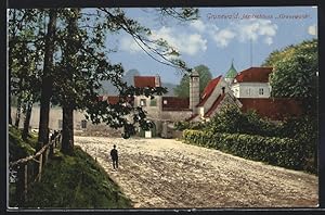 Ansichtskarte Berlin-Grunewald, Jagdschloss Grunewald mit Strassenpartie