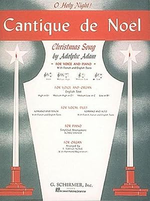 Bild des Verkufers fr Cantique de Noel (O Holy Night) : Low Voice (B-Flat) and Piano zum Verkauf von Smartbuy
